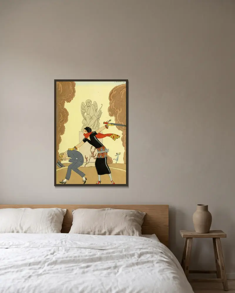 Falbalas et fanfreluches, Vreden av George Barbier inramad på en vägg