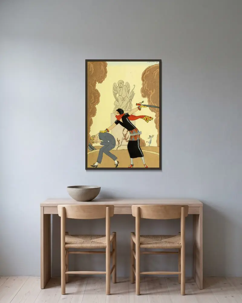 Falbalas et fanfreluches, Vreden av George Barbier inramad på en vägg