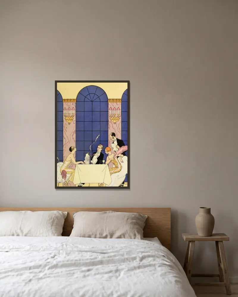 Falbalas et fanfreluches, La Gourmandise av George Barbier inramad på en vägg