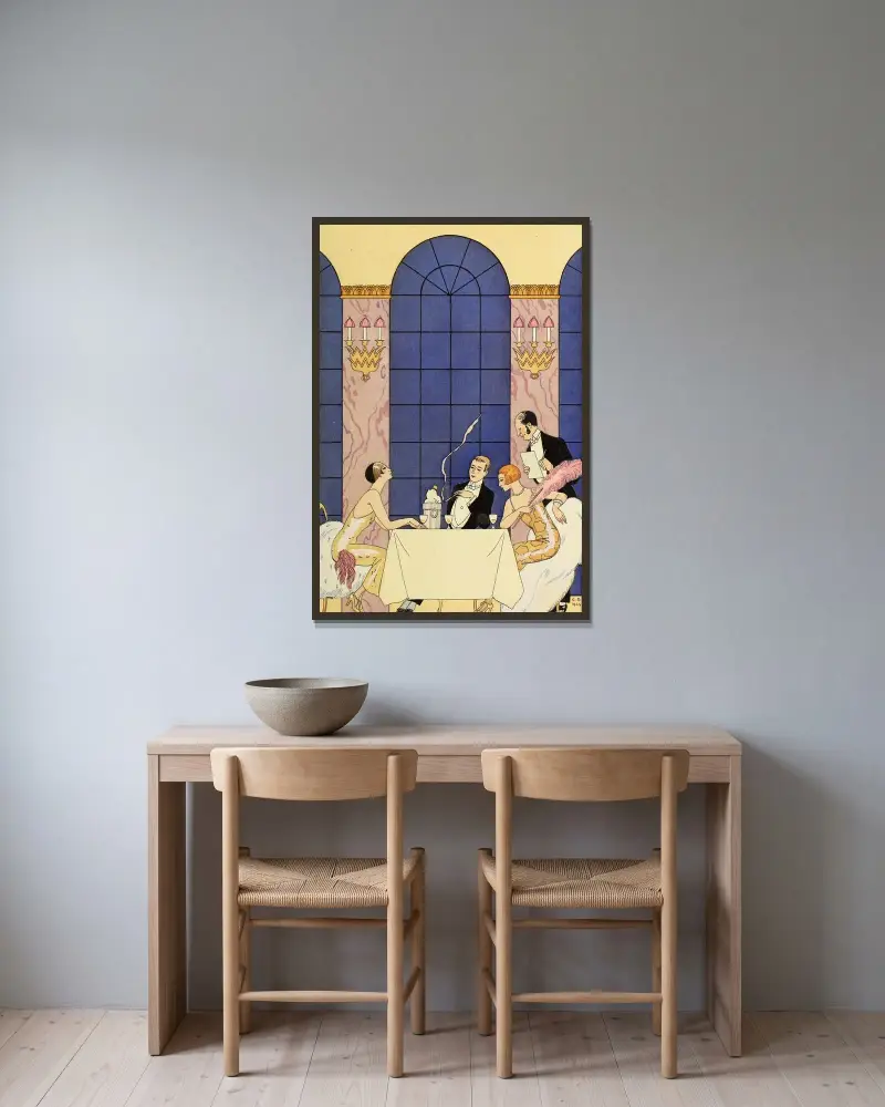 Falbalas et fanfreluches, La Gourmandise av George Barbier inramad på en vägg