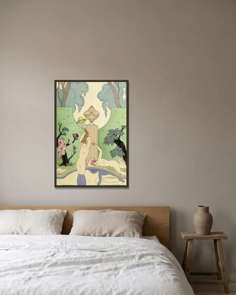 Falbalas et fanfreluches, La Luxure av George Barbier inramad på en vägg