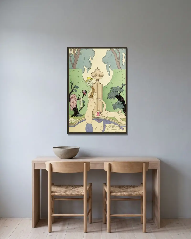 Falbalas et fanfreluches, La Luxure av George Barbier inramad på en vägg