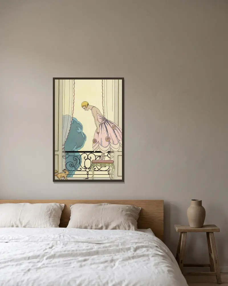 Falbalas et fanfreluches, Musen av George Barbier inramad på en vägg