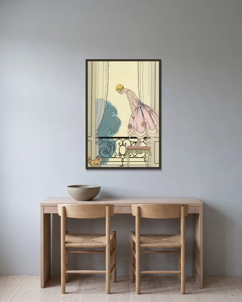 Falbalas et fanfreluches, Musen av George Barbier inramad på en vägg