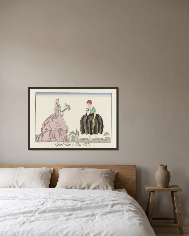 Grand-Mère & Petite-fille av George Barbier inramad på en vägg