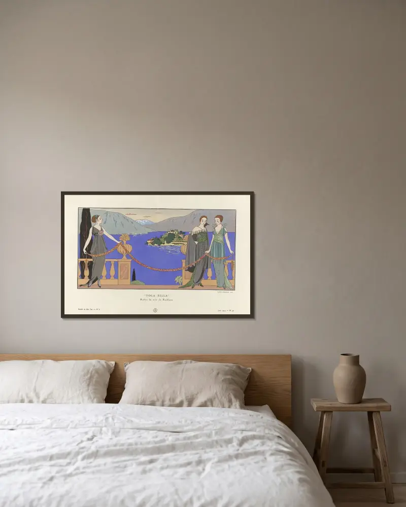 Isola Bella Robes du soir de Redfern av George Barbier inramad på en vägg