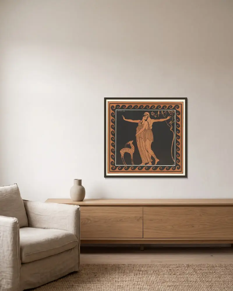 Karsavina och Nijinsky i Daphnis och Chloe av George Barbier inramad på en vägg