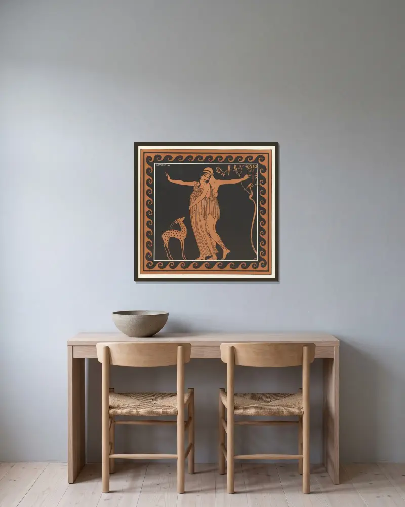 Karsavina och Nijinsky i Daphnis och Chloe av George Barbier inramad på en vägg