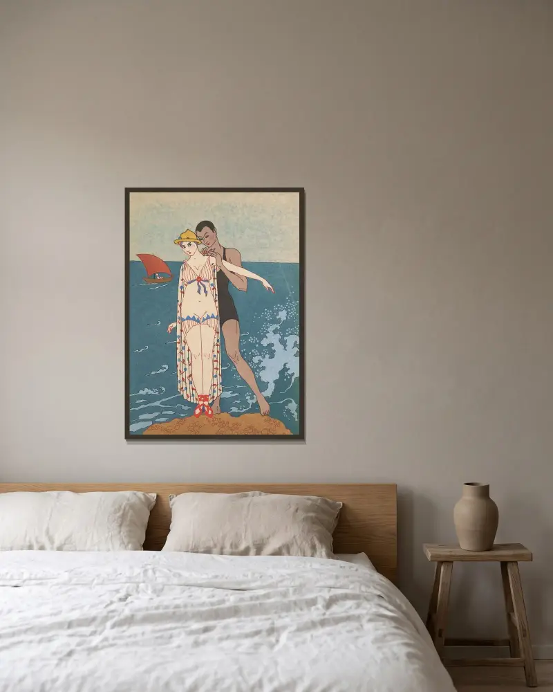 L’ Ilot av George Barbier inramad på en vägg