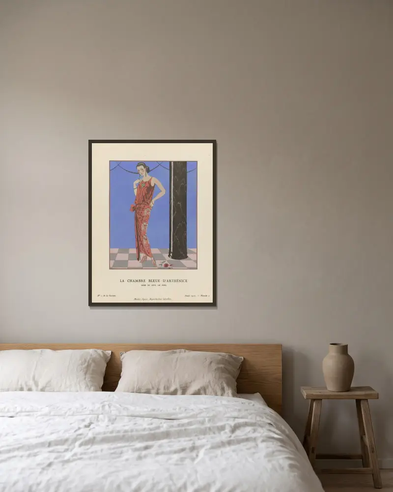 La chambre bleue d’arthénice Robe du soir, de Beer av George Barbier inramad på en vägg