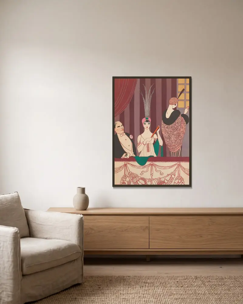 La Loge av George Barbier inramad på en vägg
