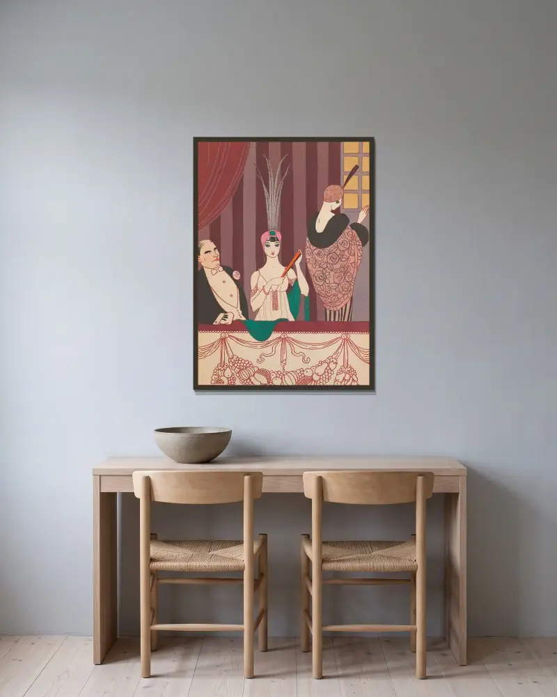 La Loge av George Barbier inramad på en vägg