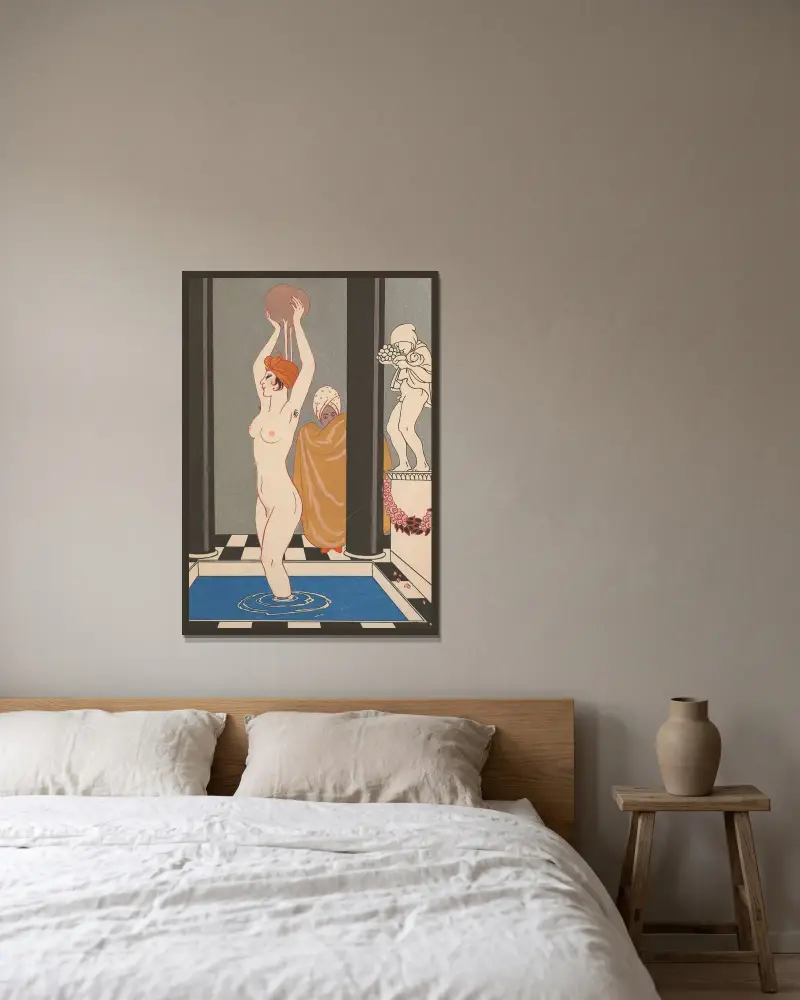 La Vasque av George Barbier inramad på en vägg