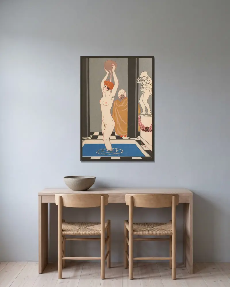 La Vasque av George Barbier inramad på en vägg