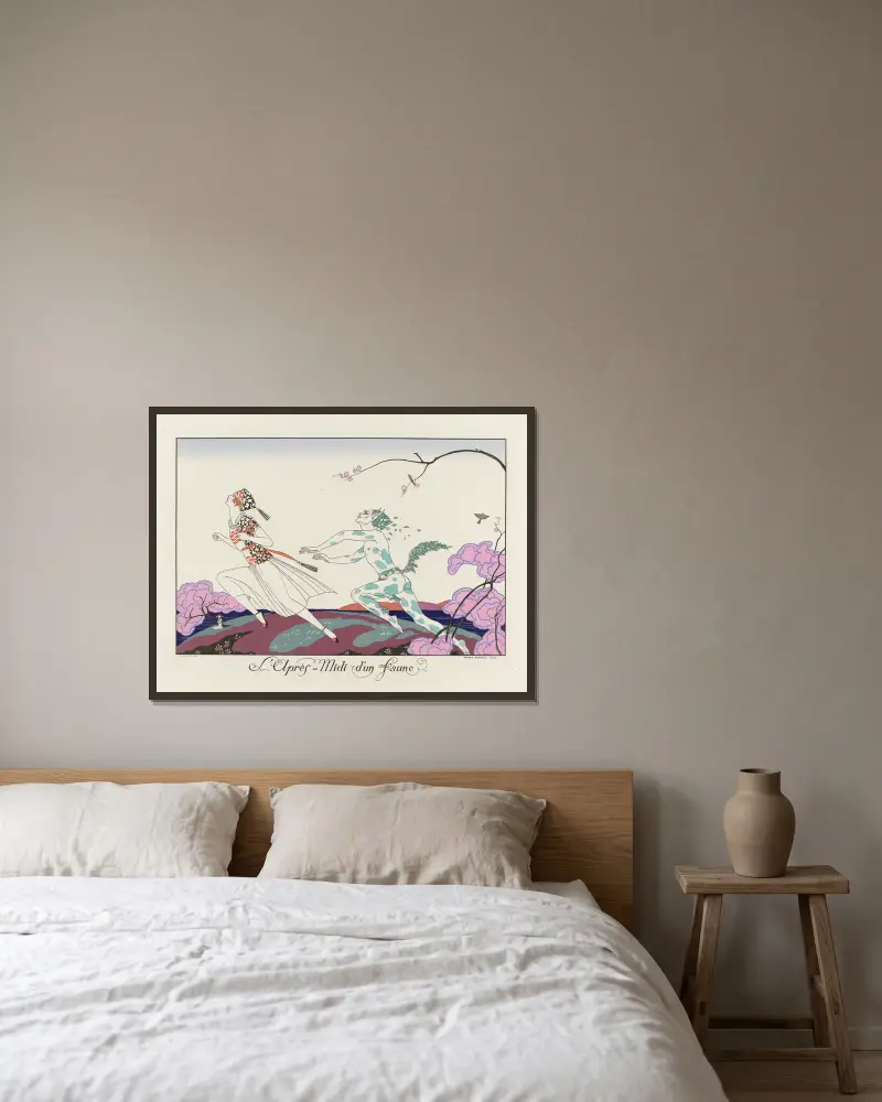 Der Nachmittag eines Fauns von George Barbier gerahmt an einer Wand