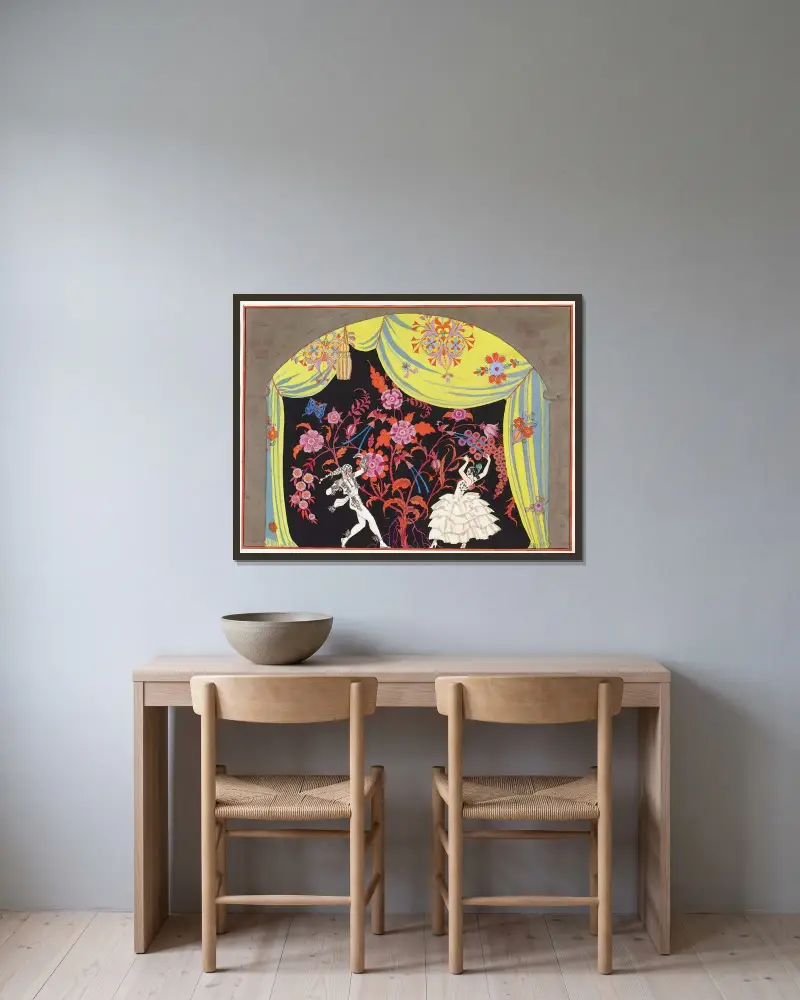 Flamenco av George Barbier inramad på en vägg