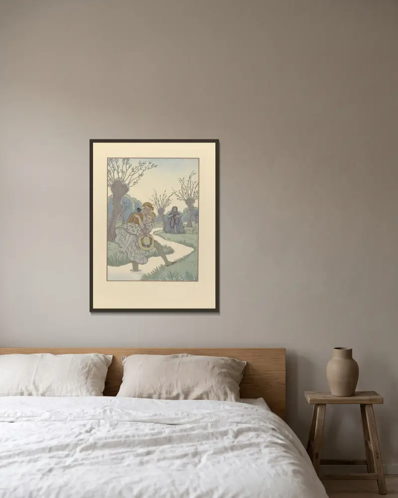 Farliga förbindelser av George Barbier inramad på en vägg