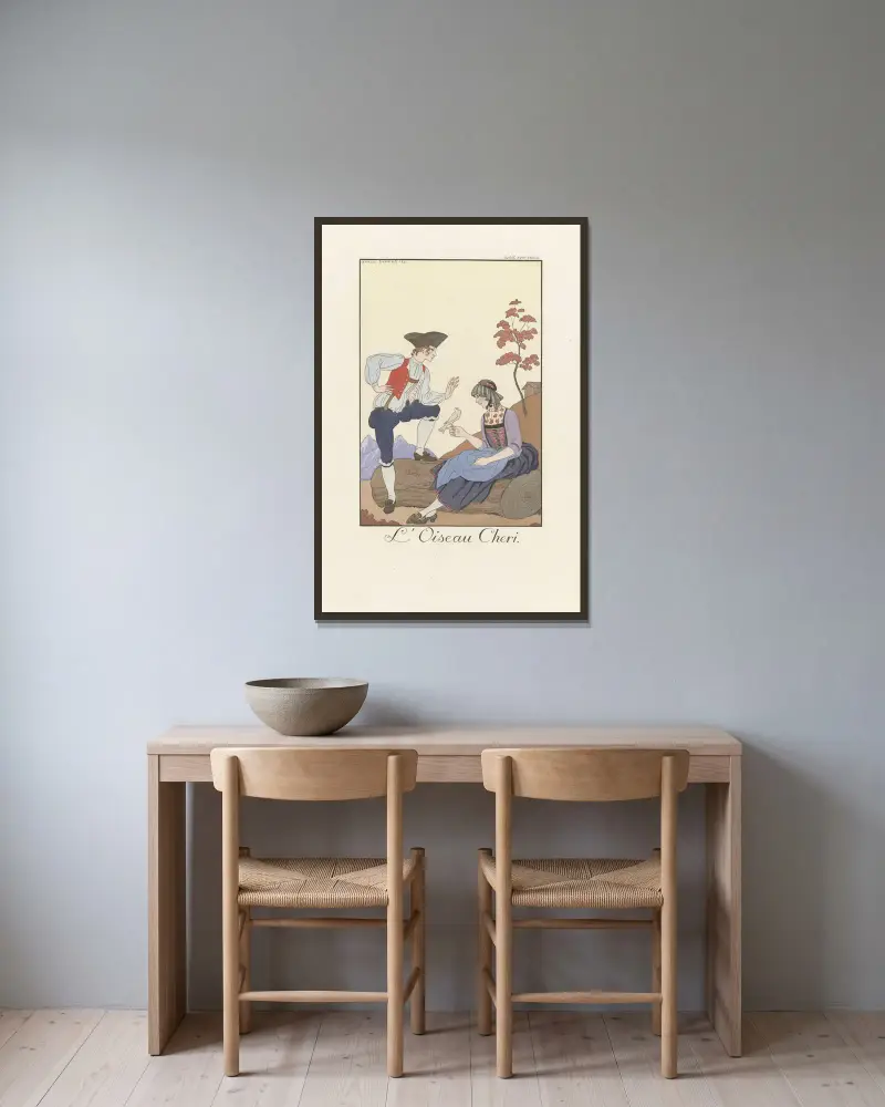 L'Oiseau Cheri, George Barbier v rámu na stěně