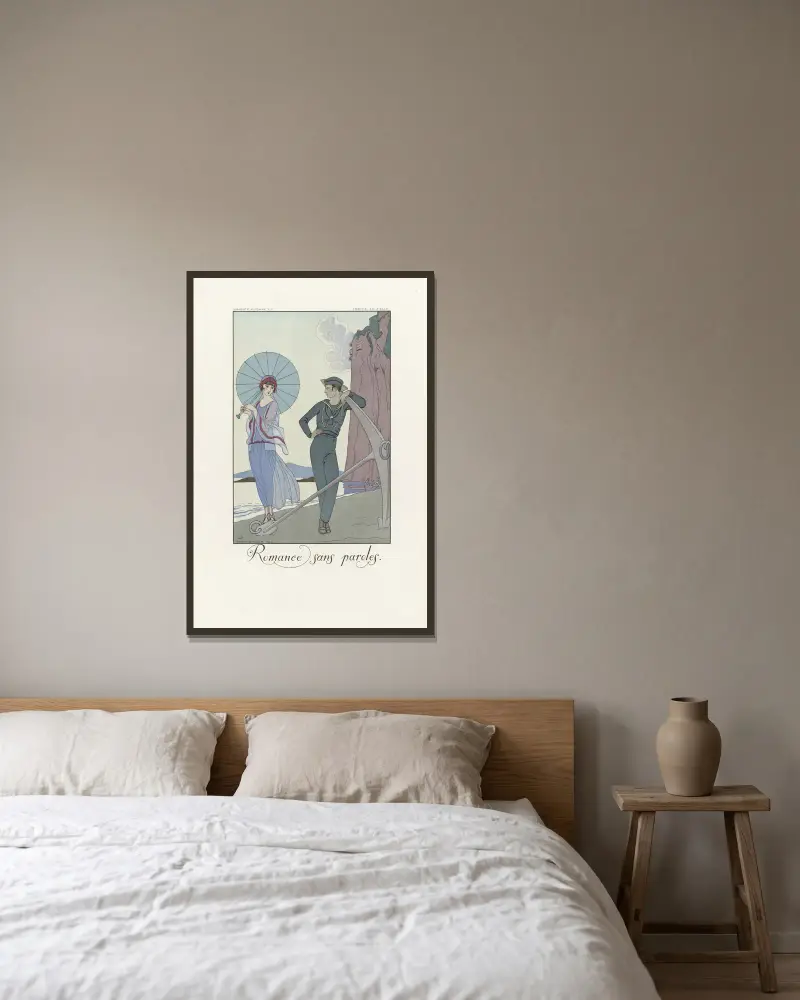 Romance sans paroles av George Barbier inramad på en vägg