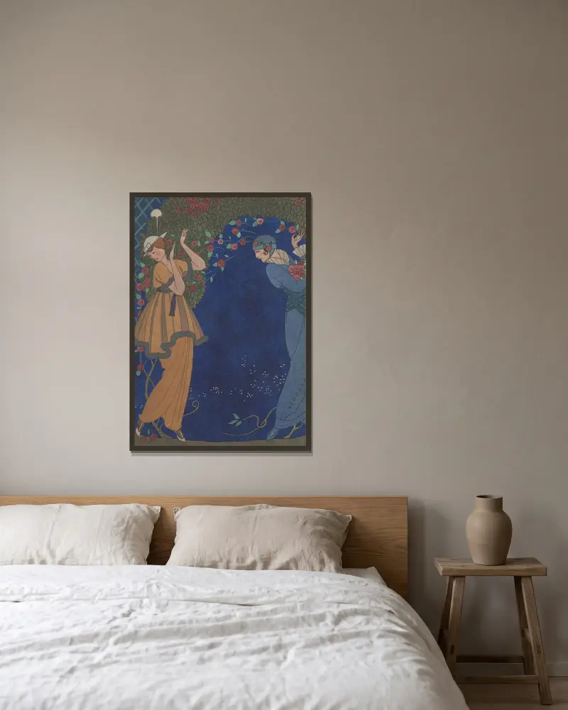 Rosor i natten av George Barbier inramad på en vägg