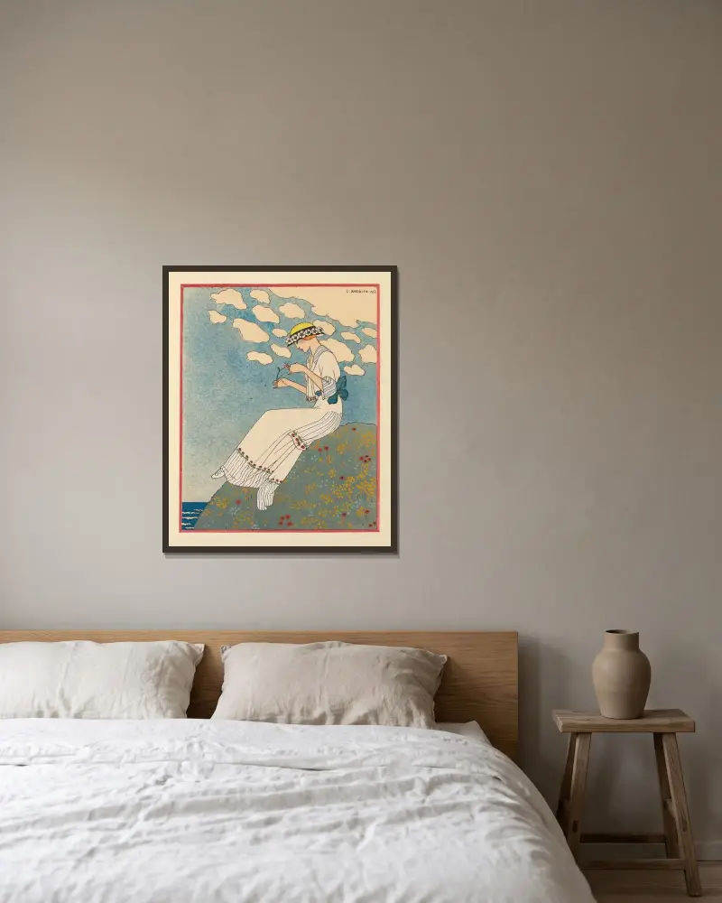 Un Peu (Lite) av George Barbier inramad på en vägg