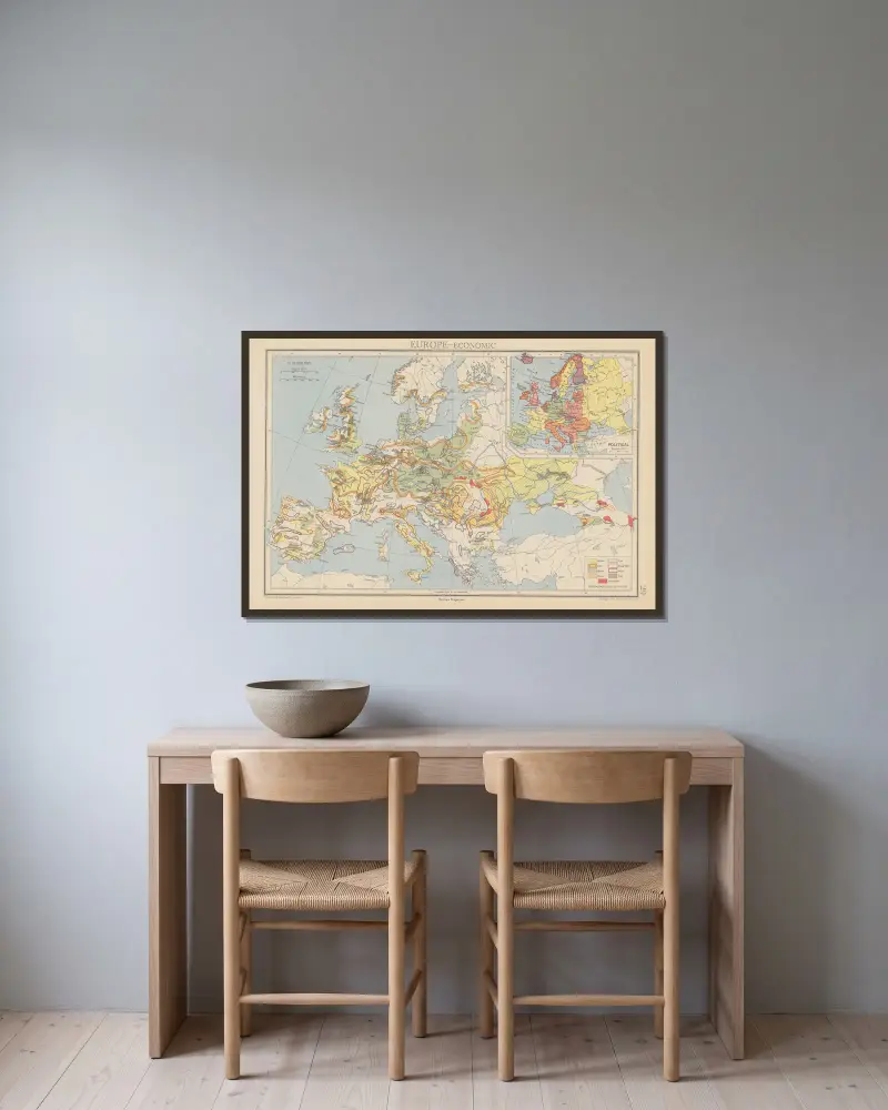 Europa, wirtschaftlich von John George Bartholomew gerahmt an einer Wand