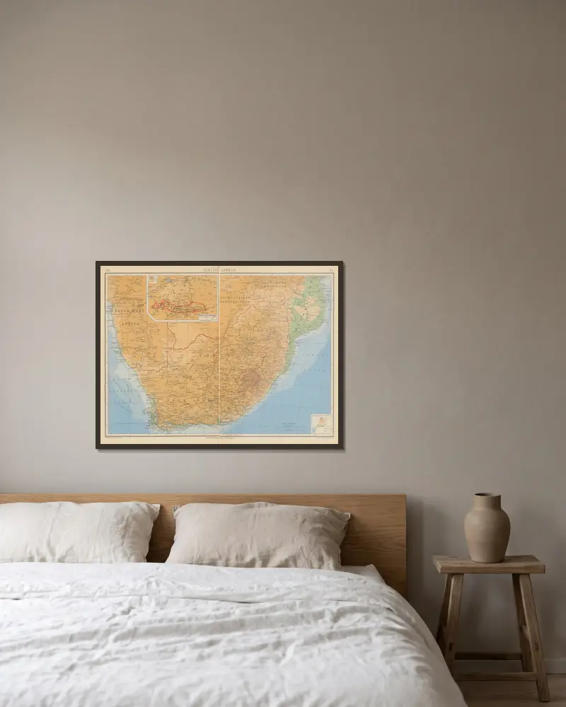 South Africa av John George Bartholomew inramad på en vägg