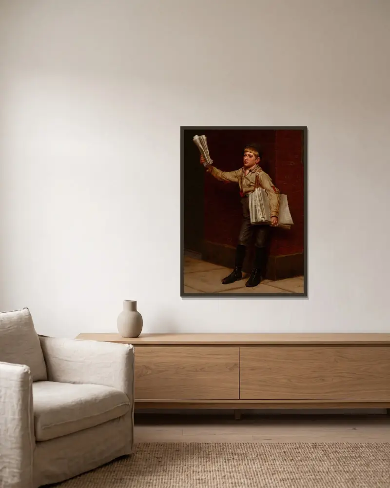 Extra av John George Brown inramad på en vägg