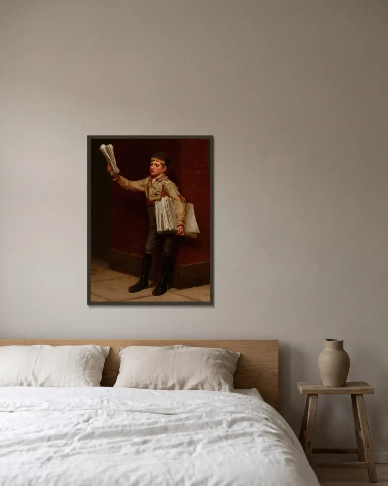 Extra av John George Brown inramad på en vägg