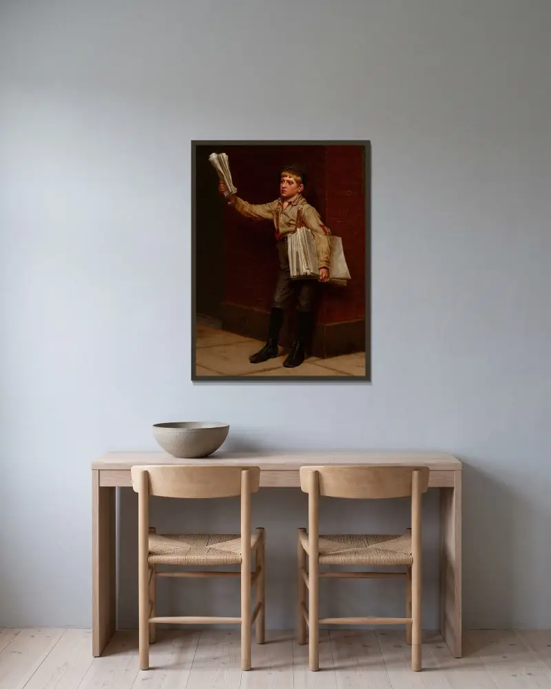 Extra av John George Brown inramad på en vägg