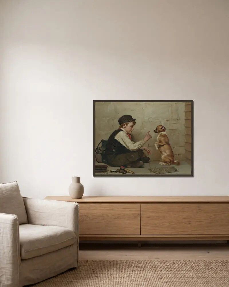 Stillhalten von John George Brown gerahmt an einer Wand
