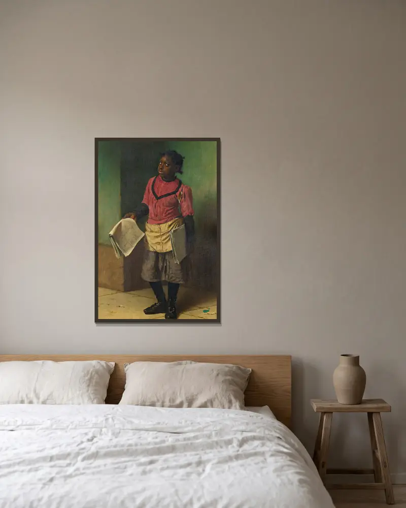 Ranní noviny, John George Brown v rámu na stěně