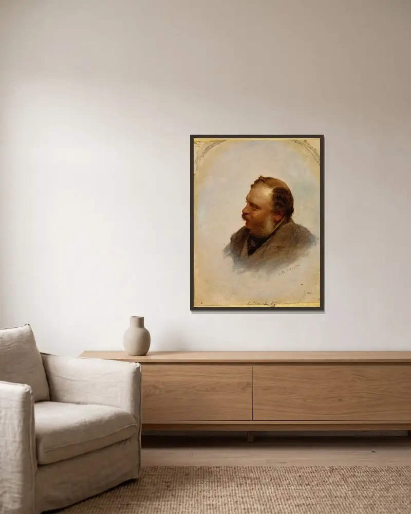Portrait of William Brand av John George Brown inramad på en vägg