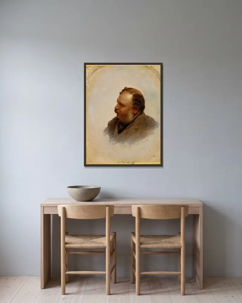 Portrait of William Brand av John George Brown inramad på en vägg
