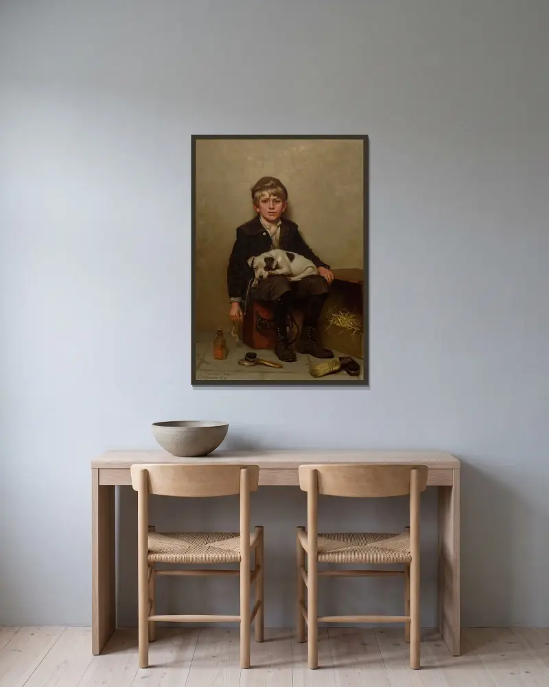 Skoputsaren av John George Brown inramad på en vägg