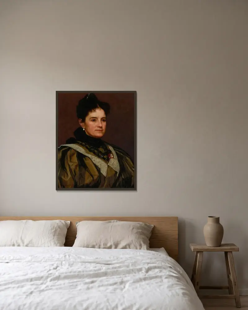 Konstnärens hustru av John George Brown inramad på en vägg