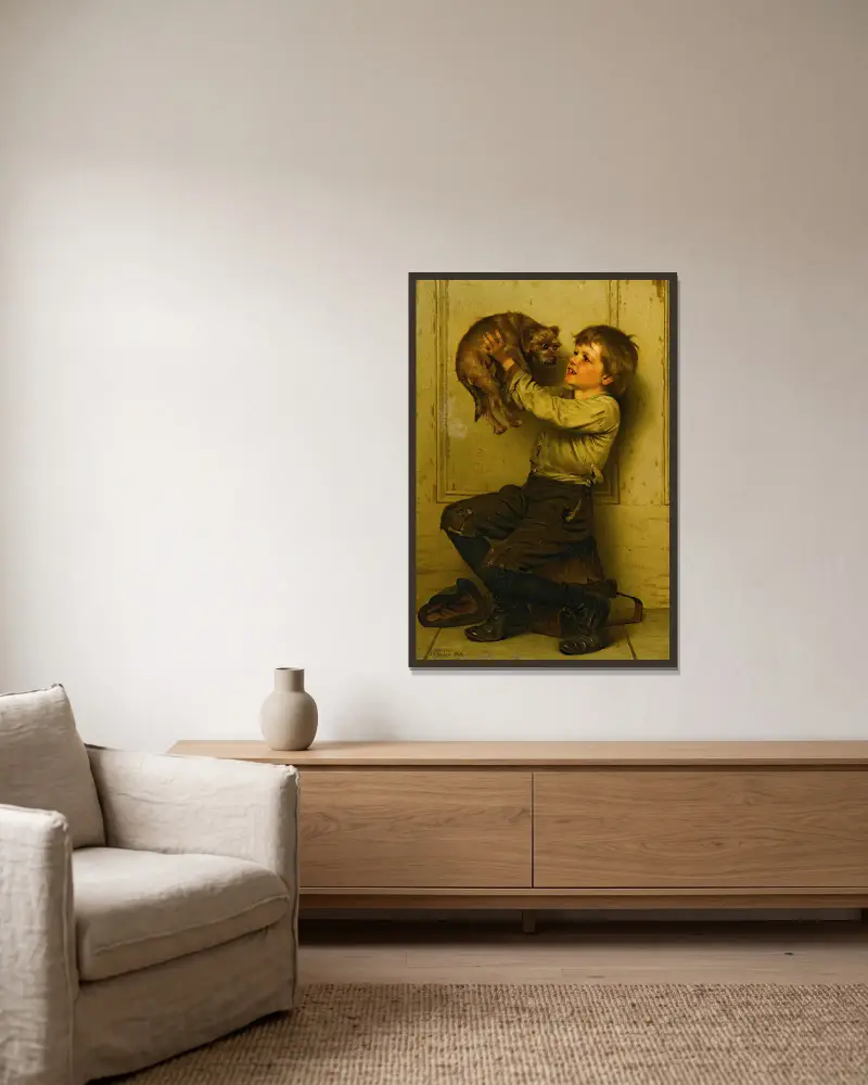Du bist eine Schönheit von John George Brown gerahmt an einer Wand