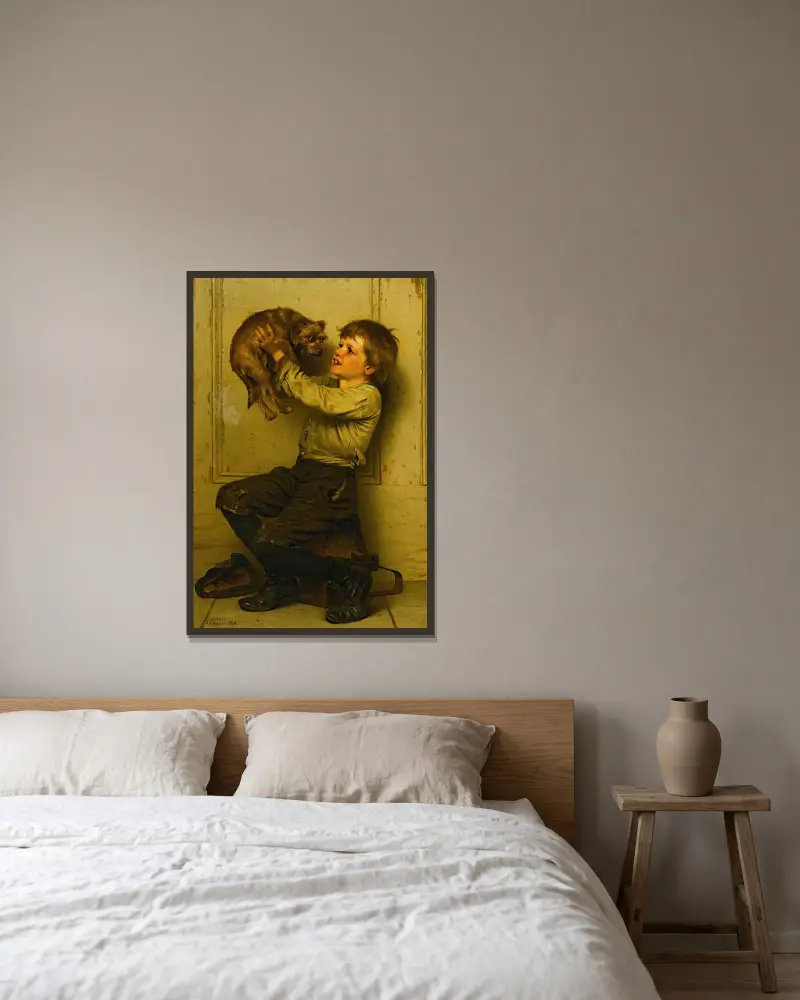 Du bist eine Schönheit von John George Brown gerahmt an einer Wand