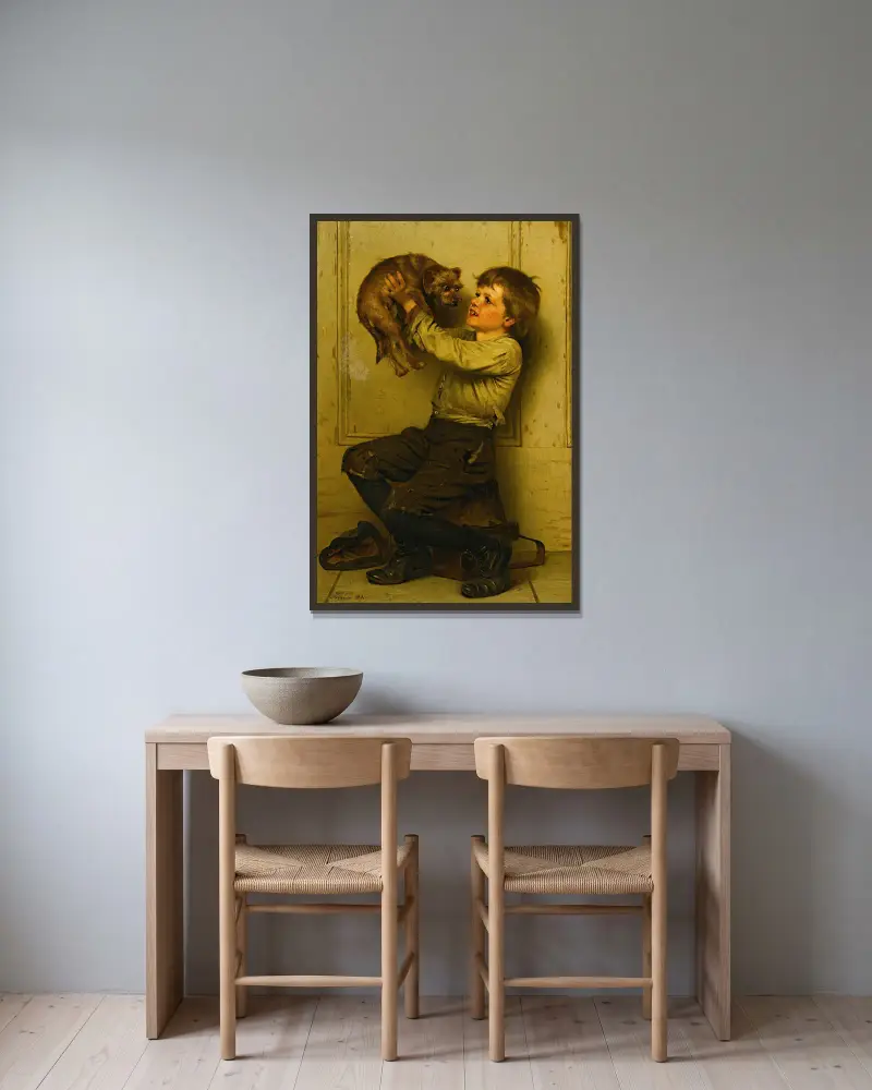 Du bist eine Schönheit von John George Brown gerahmt an einer Wand