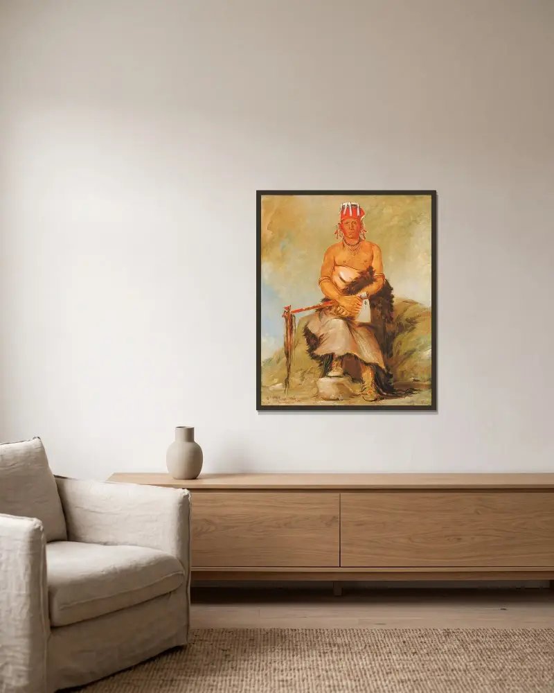 A’h-Sha-La-Cóots-Ah, Maul auf der Stirn, Häuptling der Republikanischen Pawnee von George Catlin gerahmt an einer Wand