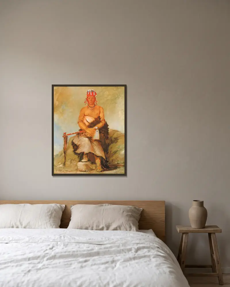 A’h-Sha-La-Cóots-Ah, Maul auf der Stirn, Häuptling der Republikanischen Pawnee von George Catlin gerahmt an einer Wand