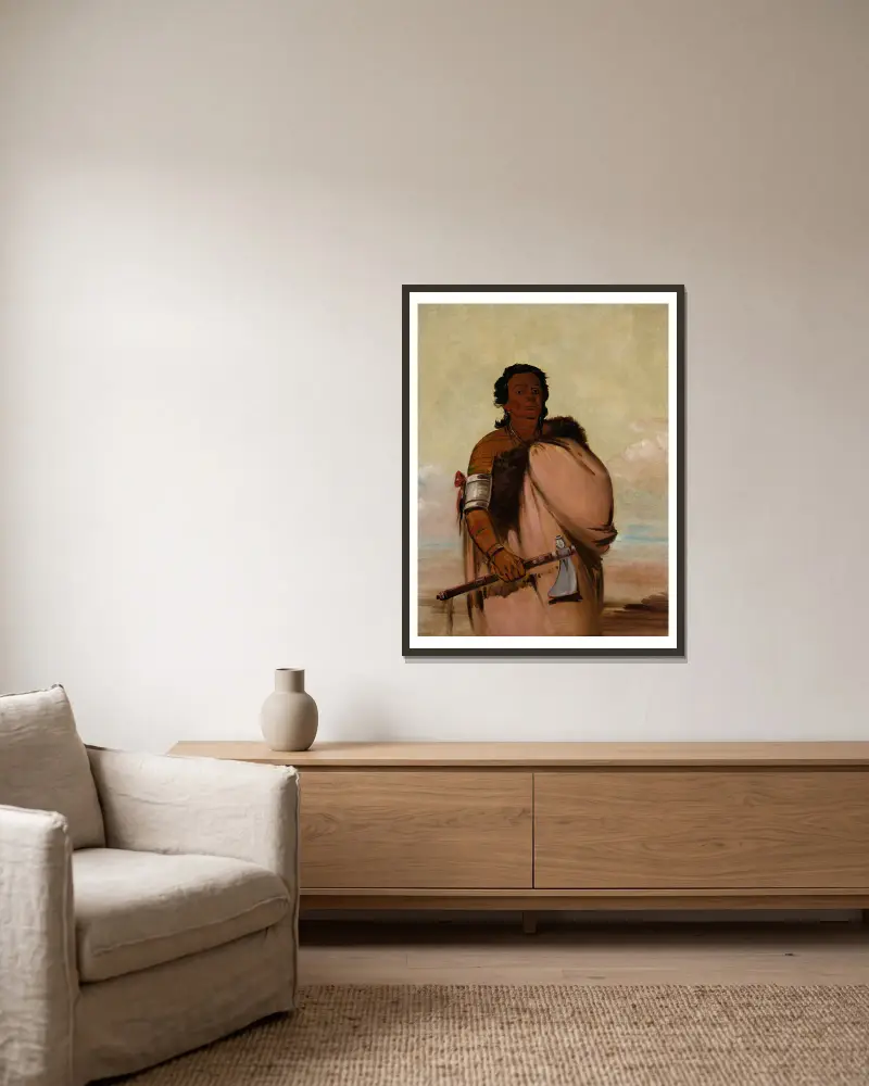 Ah’-Sho-Cole, Rotten Foot, a Noted Warrior av George Catlin inramad på en vägg