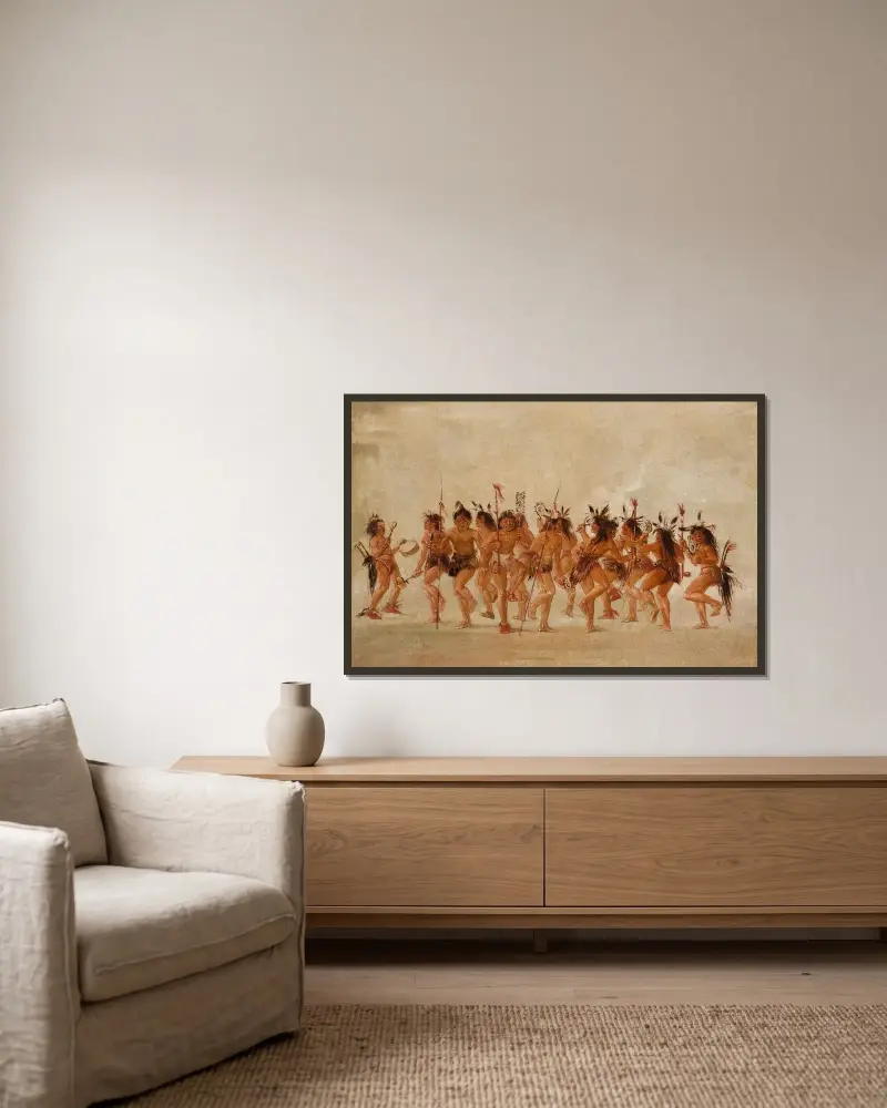 Tiggardans, Tetonflodens mynning av George Catlin inramad på en vägg
