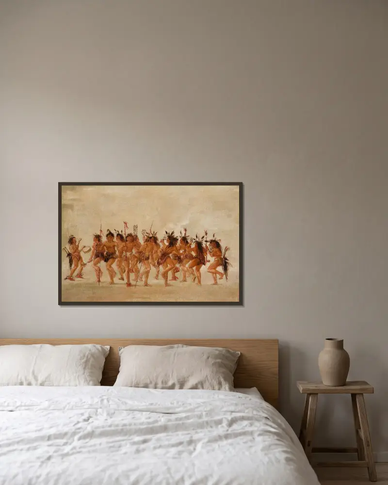 Tiggardans, Tetonflodens mynning av George Catlin inramad på en vägg