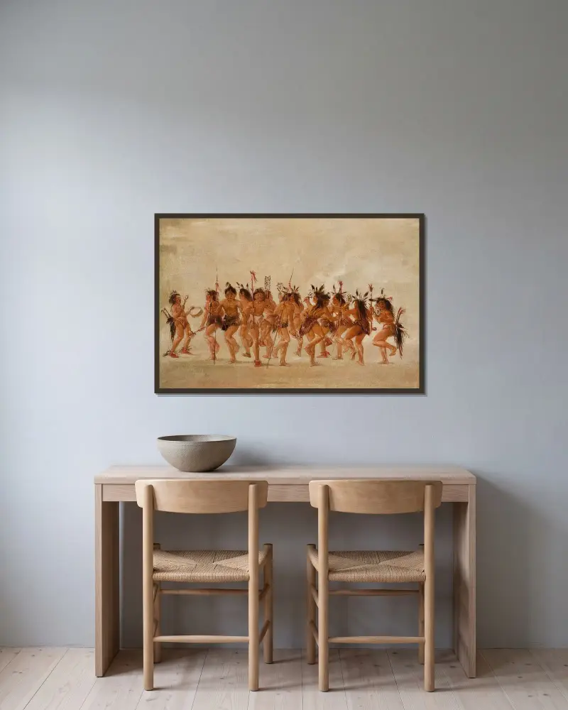 Tiggardans, Tetonflodens mynning av George Catlin inramad på en vägg