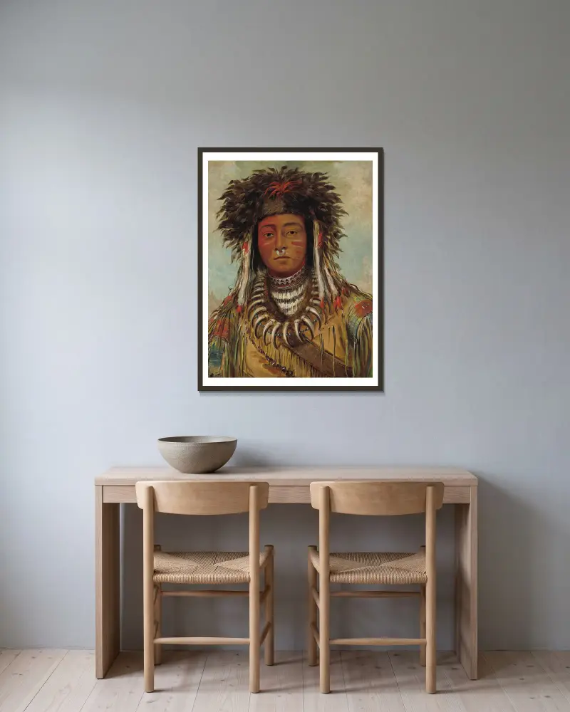 Boy Chief – Ojibbeway von George Catlin gerahmt an einer Wand