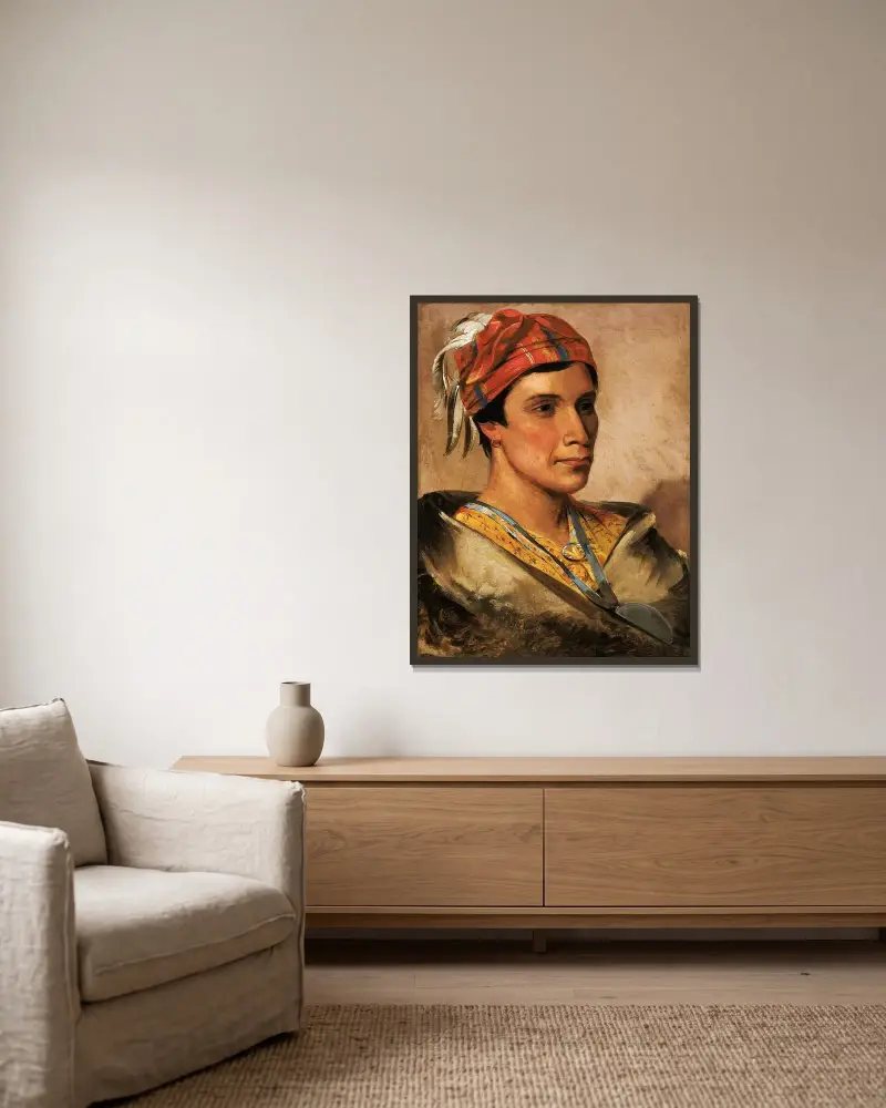 Bread, hövding för stammen av George Catlin inramad på en vägg