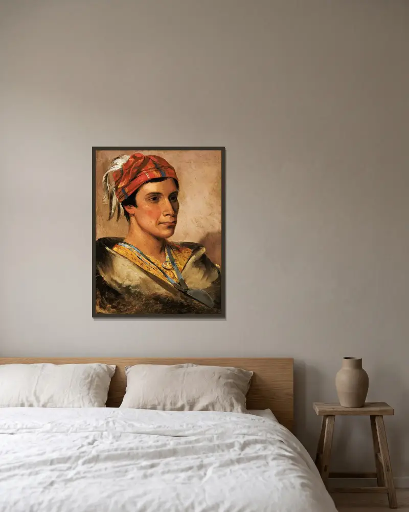 Bread, hövding för stammen av George Catlin inramad på en vägg