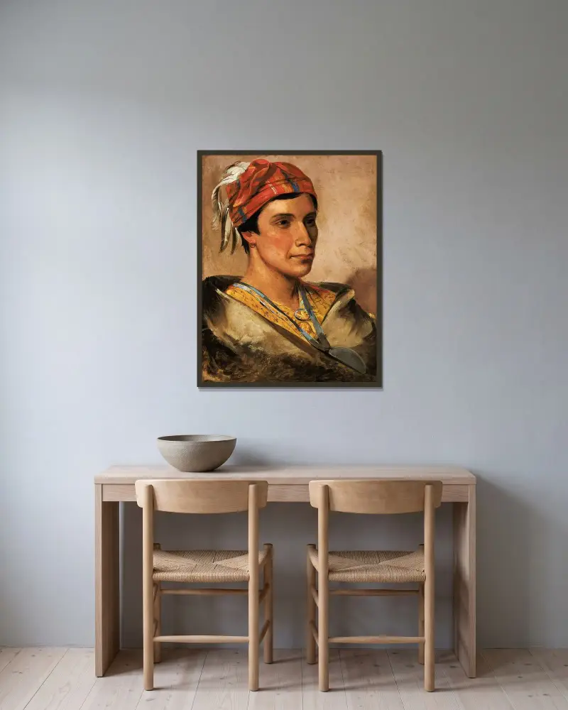 Bread, hövding för stammen av George Catlin inramad på en vägg