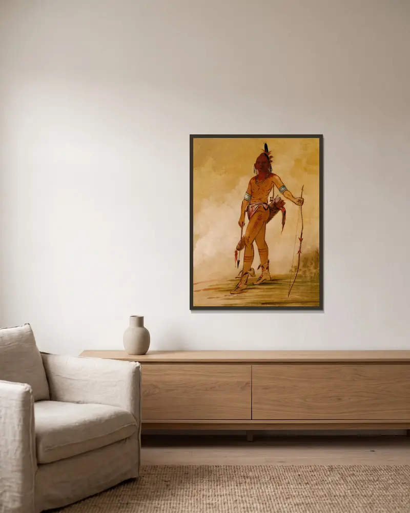 Cáh-He-Ga-Shín-Ga, Little Chief av George Catlin inramad på en vägg